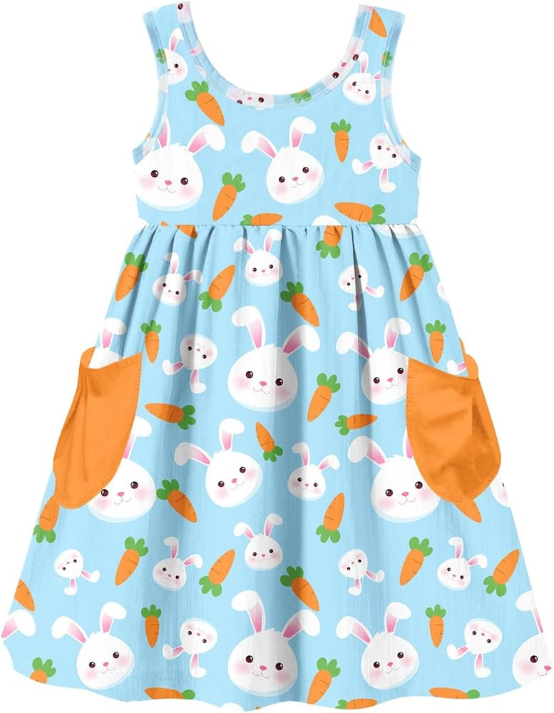 Vieille Little Girls Sleeveless Dress Cute Summer Sundress with Pocket 2-7 Years | Amazon (US)