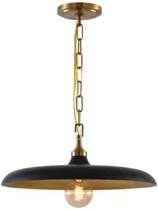 Farmhouse Style Industrial Pendant Light, Height Adjustable Metal Hanging Lamp, 17" Vintage Farmh... | Amazon (US)