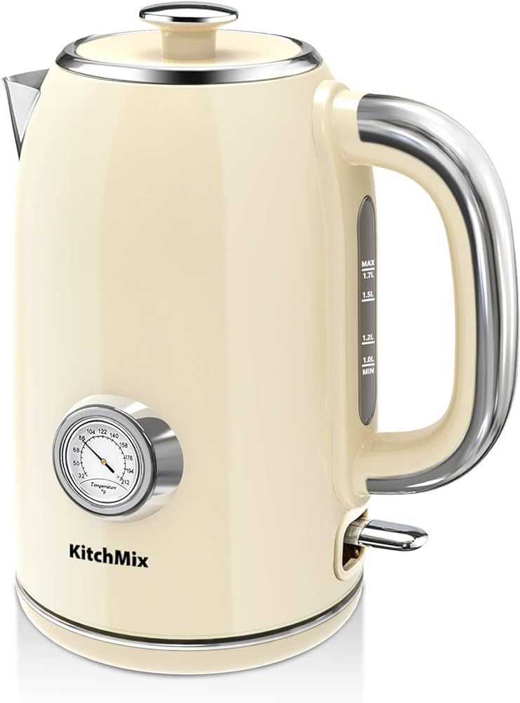 KitchMix Electric Kettle,1.7L Stainless Steel Tea Kettle with Thermometer,1500W Cordless Water Bo... | Amazon (CA)