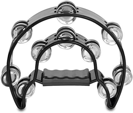 Flexzion Half Moon Musical Tambourine (Black) Double Row Metal Jingles Hand Held Percussion Drum ... | Amazon (US)