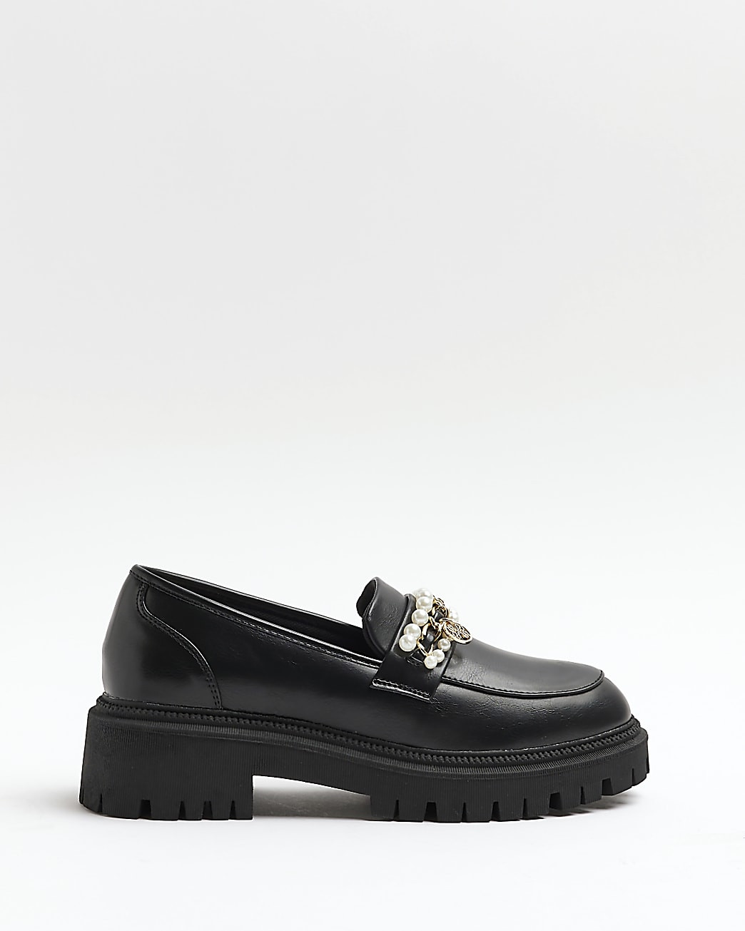 River Island Womens Black Embellished Chunky Loafers | River Island (UK & IE)
