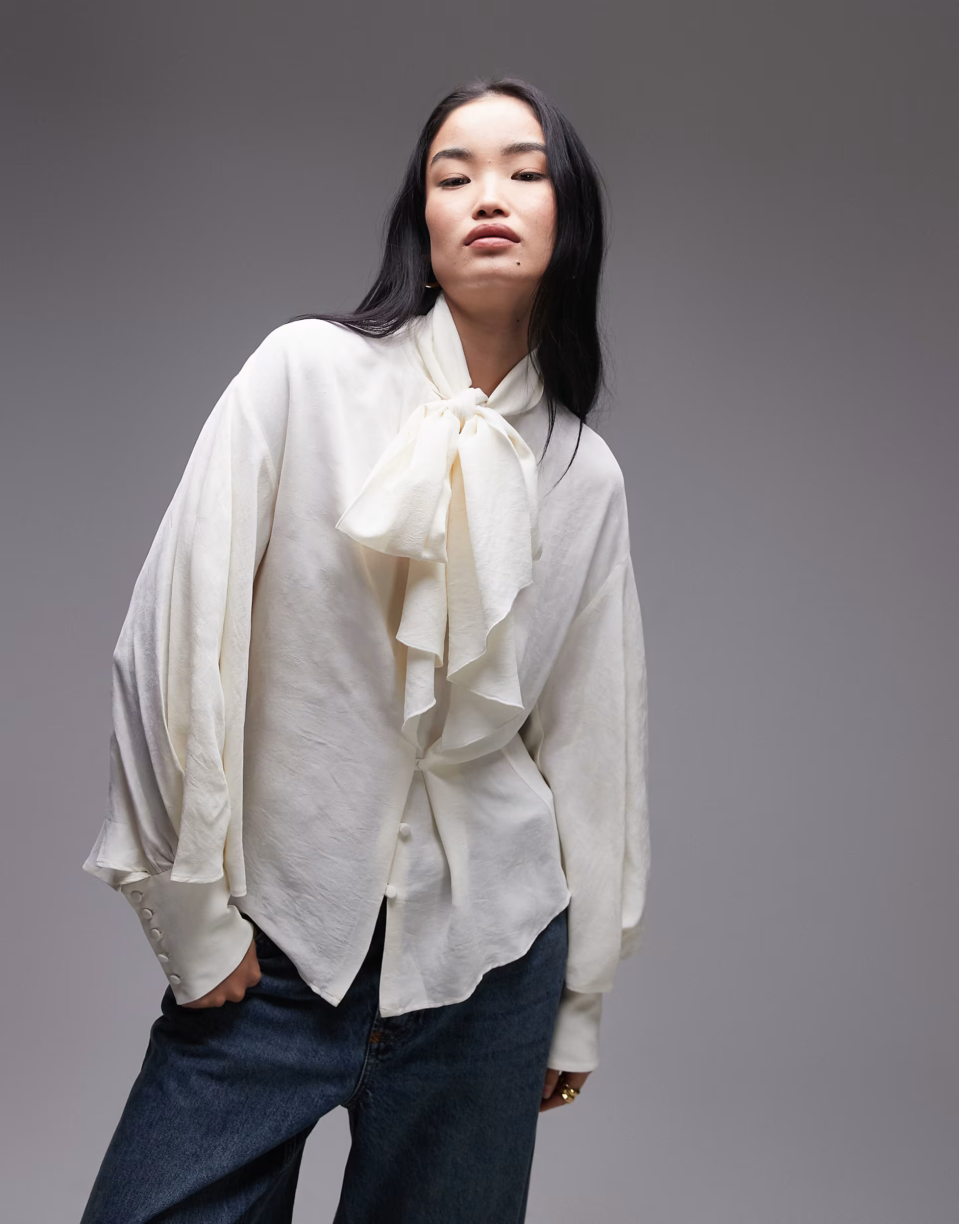 Mango tie neck woven blouse in white | ASOS (Global)