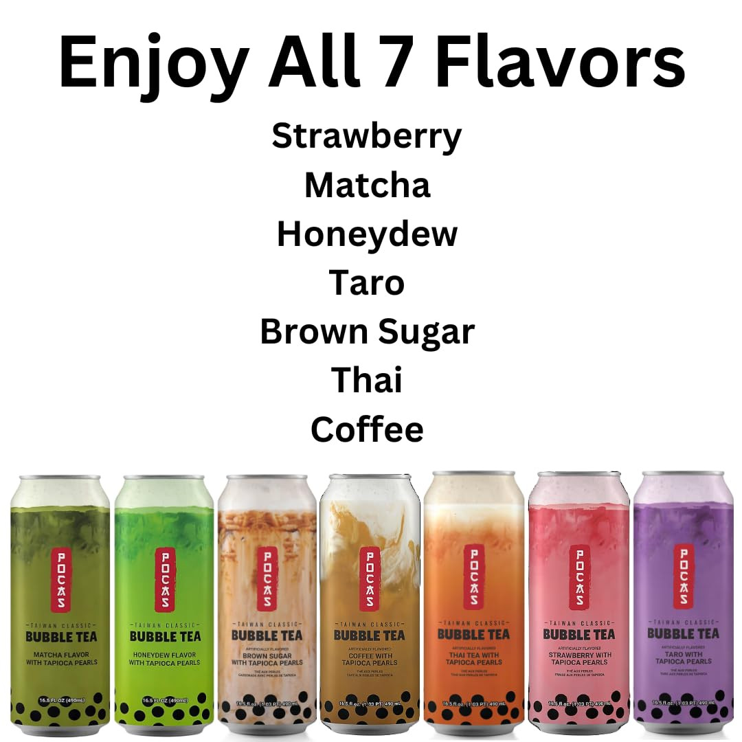 Pocas Bubble Tea with Tapioca Pearls, (Pack of 4, 16.5 oz), Asian Drinks, Refreshing Milk Tea wit... | Amazon (US)