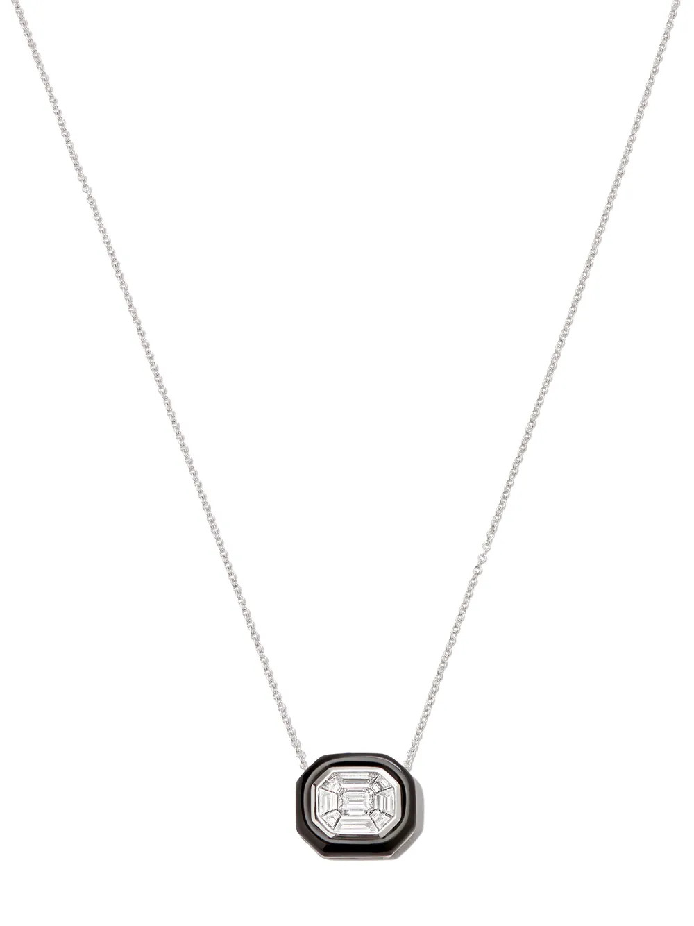 Nikos Koulis 18kt White Gold Diamond And Enamel Necklace - Farfetch | Farfetch Global
