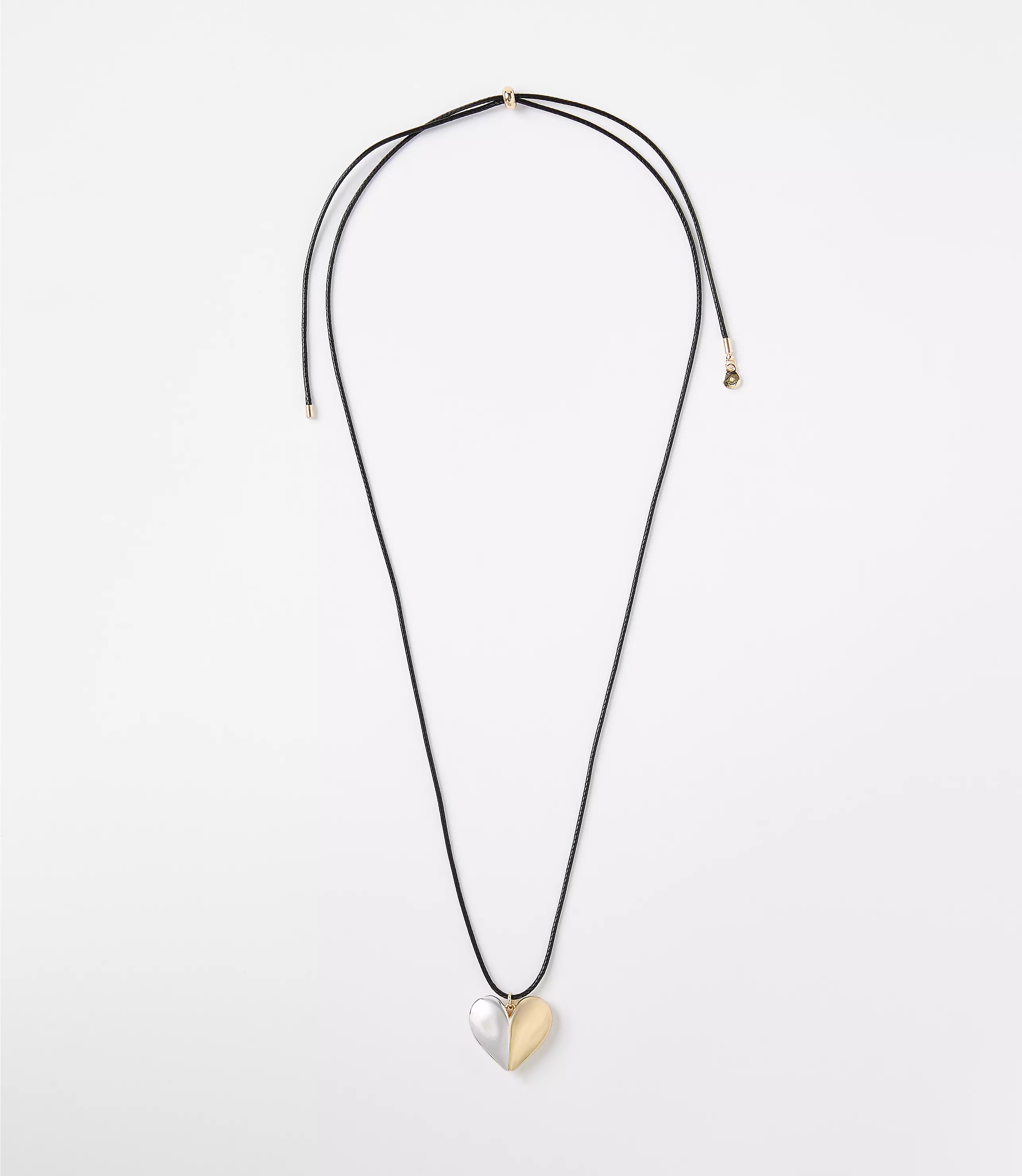 Mixed Metal Heart Pull Tie Necklace | LOFT