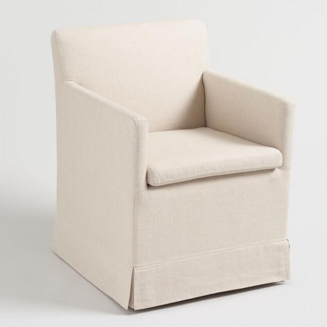 Natural Linen Elena Armchair with Casters | World Market