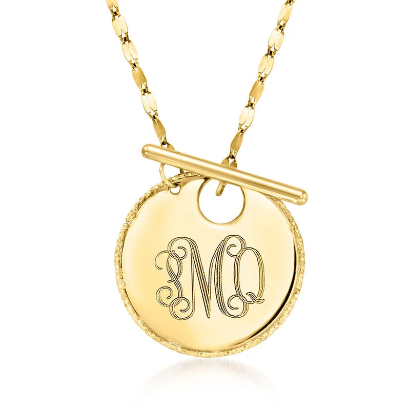 Italian 14kt Yellow Gold Personalized Disc Toggle Necklace | Ross-Simons