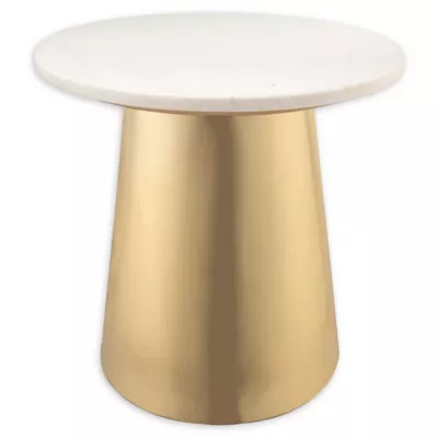 Bleeker Marble Side Table in Gold/White | Bed Bath & Beyond