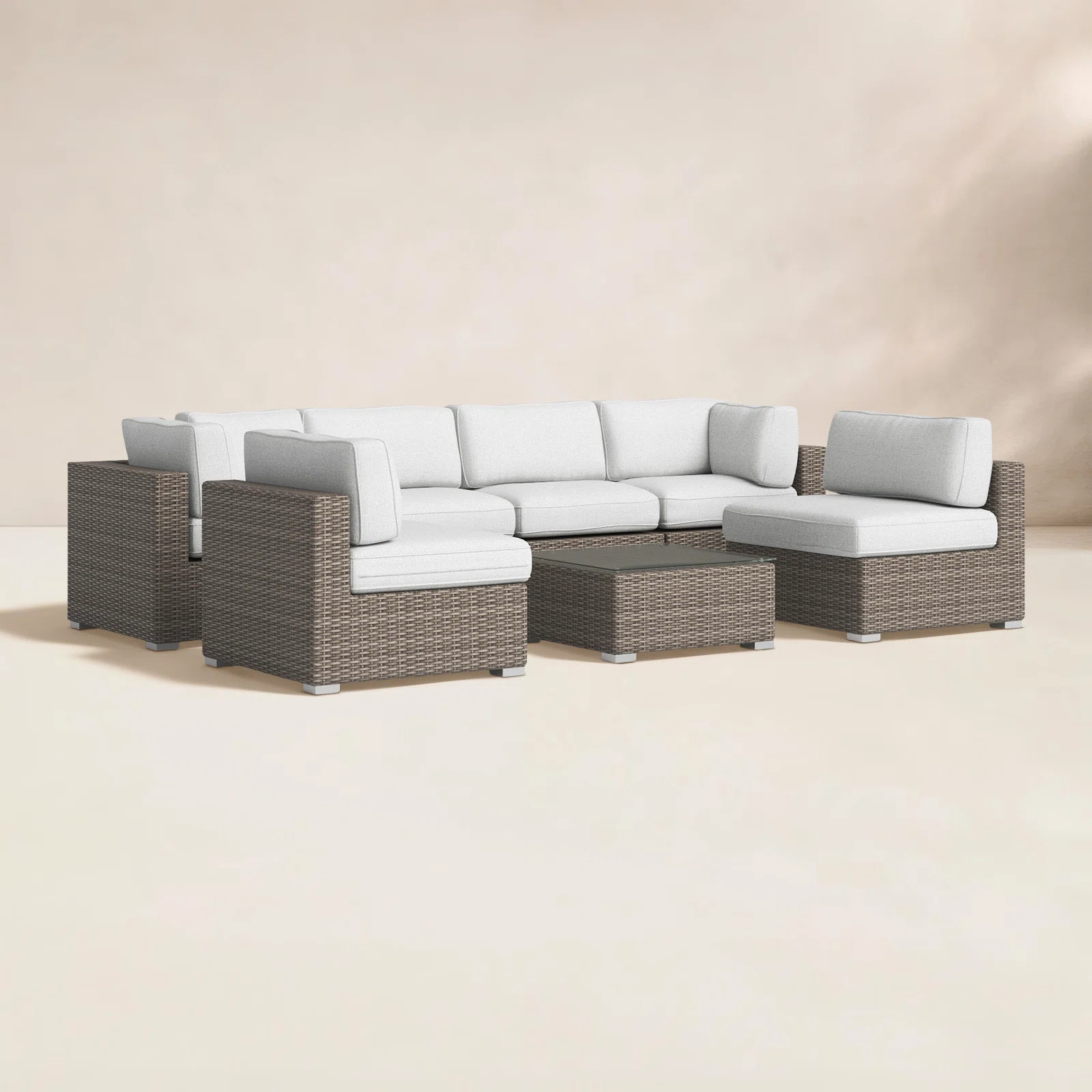 Estes Wicker Fully Assembled 6 - Person Seating Group with Sunbrella Cushions | Wayfair North America