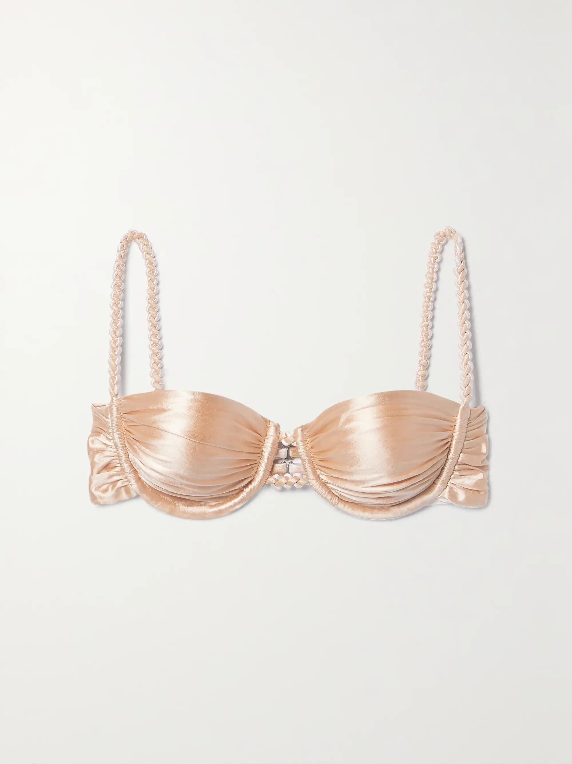 Droplets ruched stretch-satin underwired bikini top | NET-A-PORTER (US)