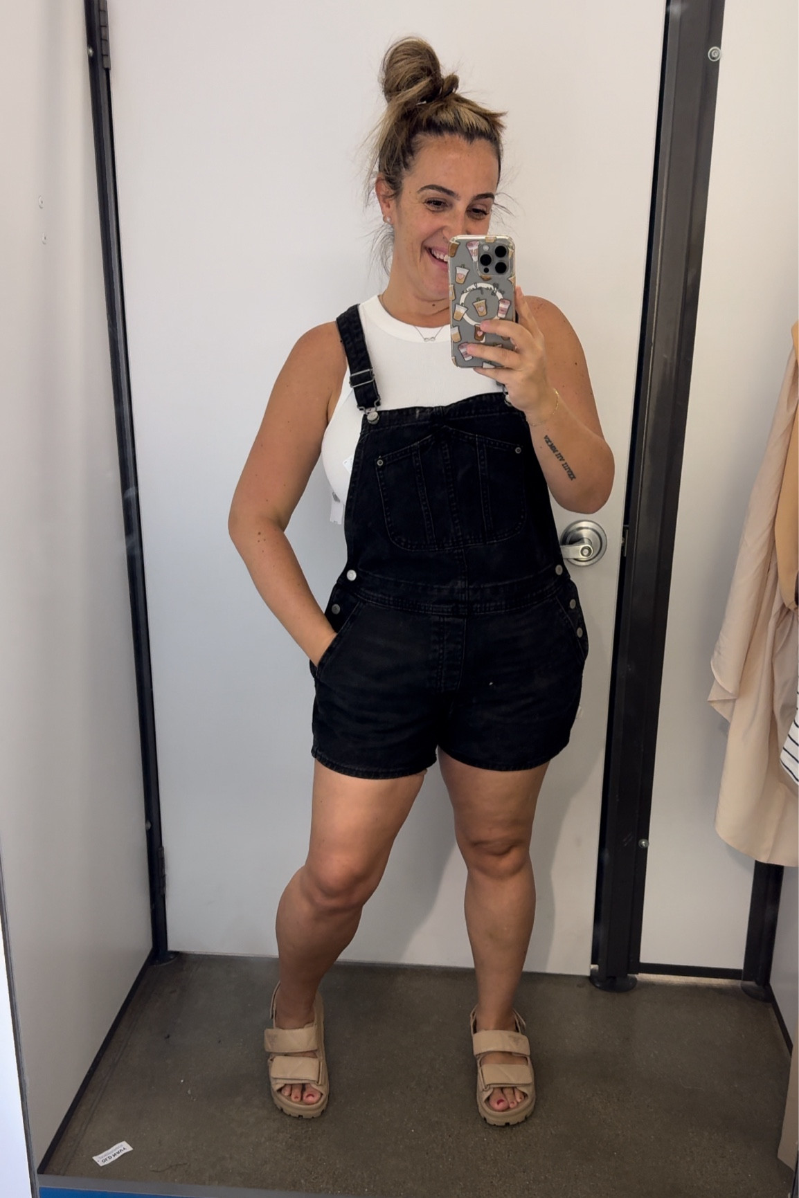 Wearing size large in the overalls and tank! No stretch to the overalls so size up if in between. 

#LTKMidsize #LTKOver40 #LTKFindsUnder50