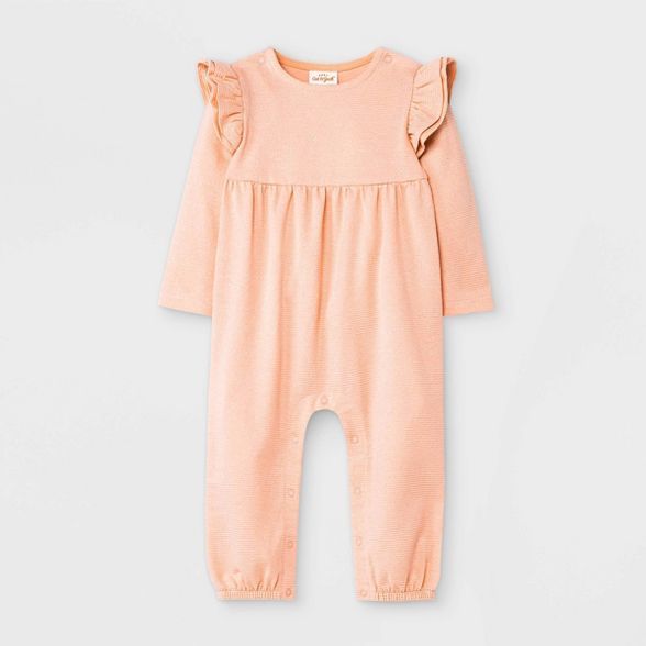 Baby Girls' Jacquard Knit Romper - Cat & Jack™ Peach Orange | Target