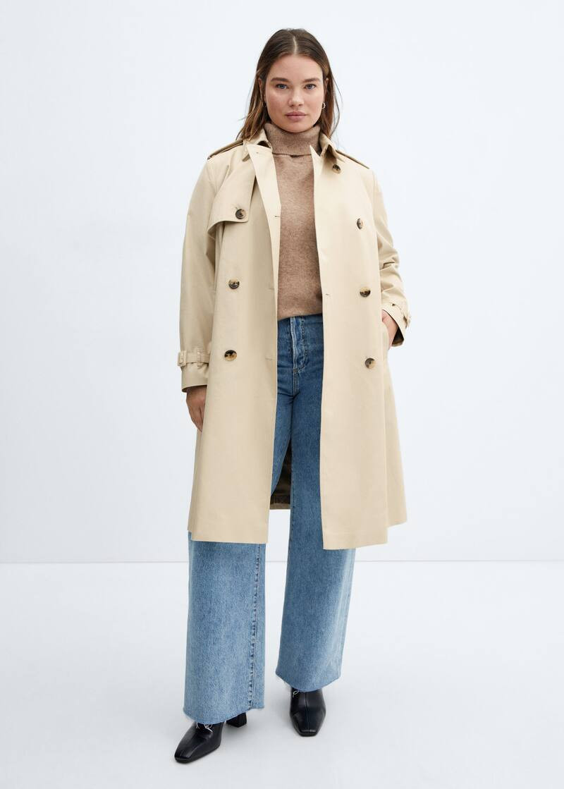 Trench coton double boutonnage -  Femme | Mango France | MANGO (FR)