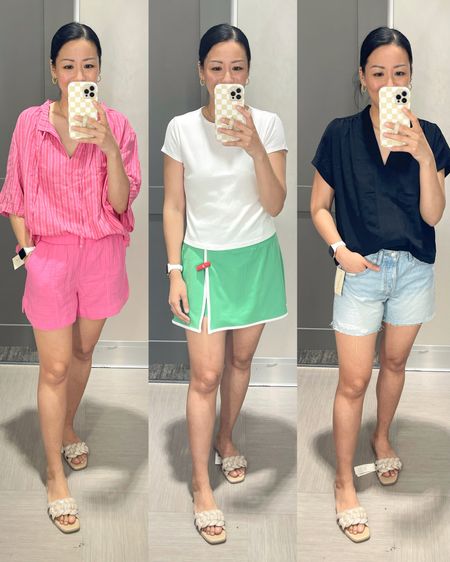 Size small pink top (need XS)
Size small shorts
Size small white tee
Size medium skort (need small)
Size XS black top
Size 2 denim shorts
Sandals are true to size

Target style


#LTKOver40 #LTKFindsUnder50 #LTKStyleTip