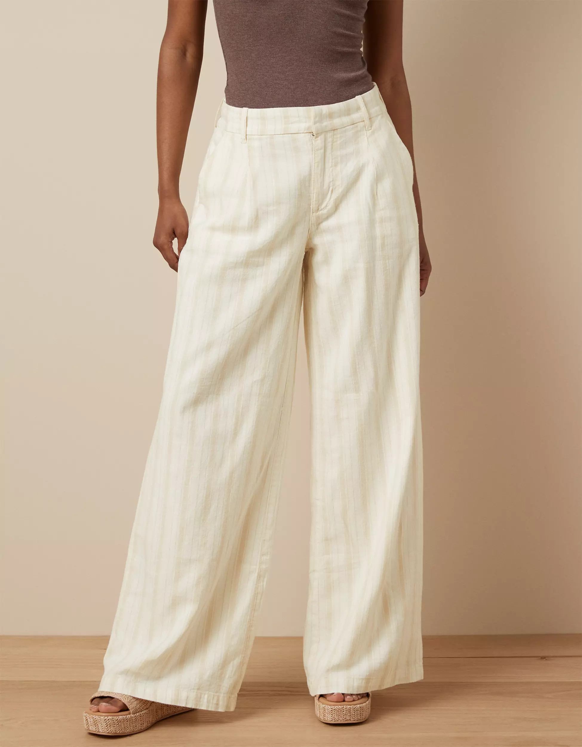 AE Striped Linen-Blend Trouser | American Eagle Outfitters (US & CA)