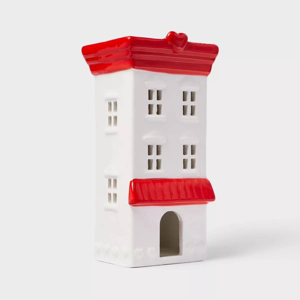 Valentine Ceramic Tall Building Figurine Red/White - Spritz™ | Target