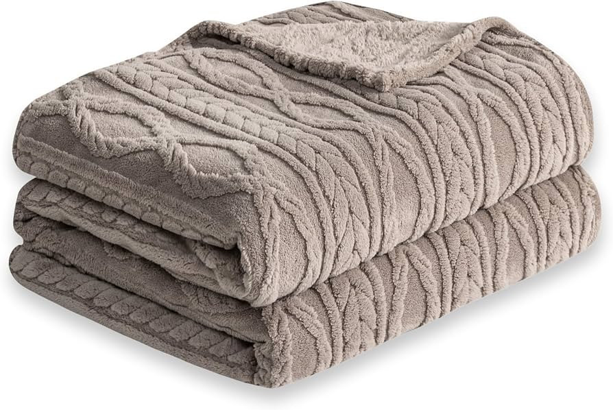 COOVA Taupe Fleece Twin Blanket for Bed - Super Soft Cozy Plush Fuzzy Blanket for Sofa,Premium Sh... | Amazon (US)