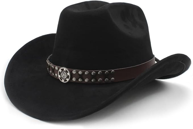 Cowboy Hat for Women Men Wide Brim Western Cowgirl Hat Roll up Brim with Belt Buckle Classic Sued... | Amazon (US)
