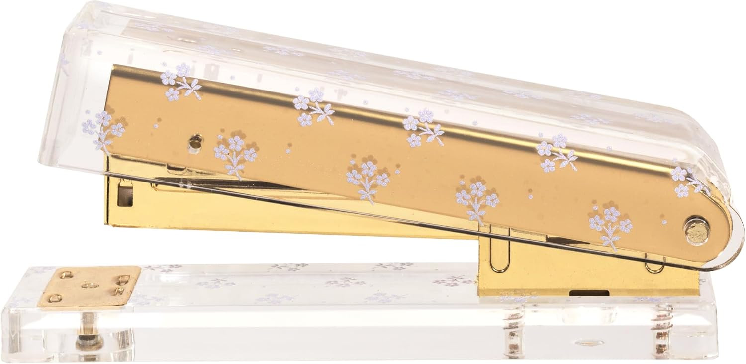 Laura Ashley Heirloom Cottage Mini Stapler – Stylish Gold & Acrylic Desk Stapler with Floral Ac... | Amazon (US)