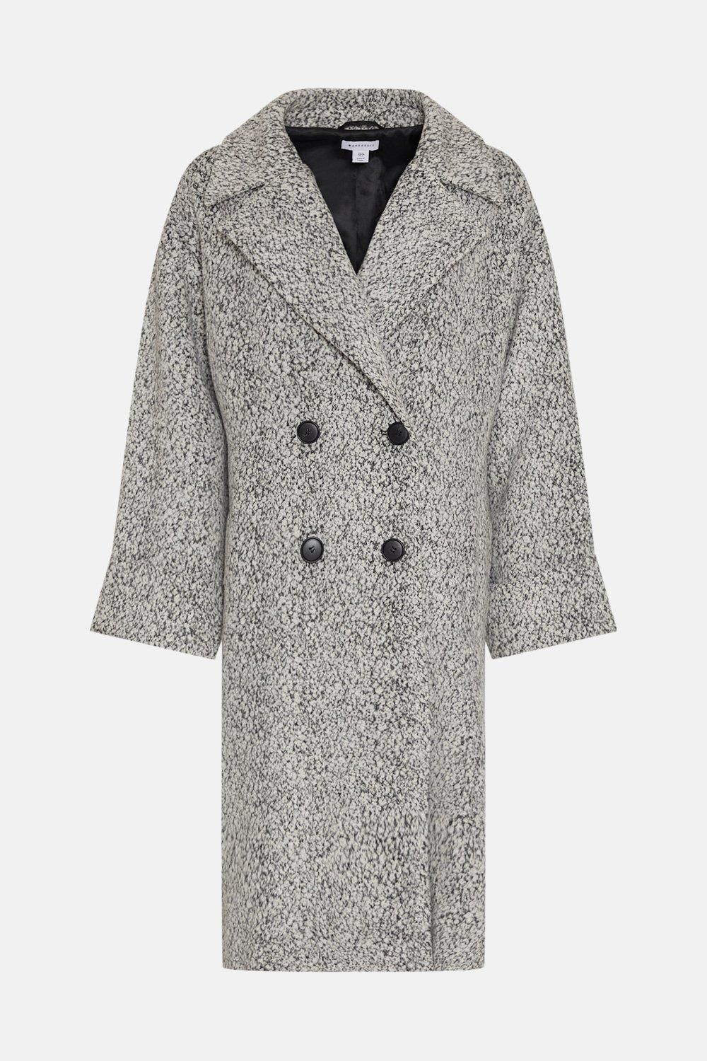 Wool Blend Textured Oversized A Line Coat | Warehouse UK & IE