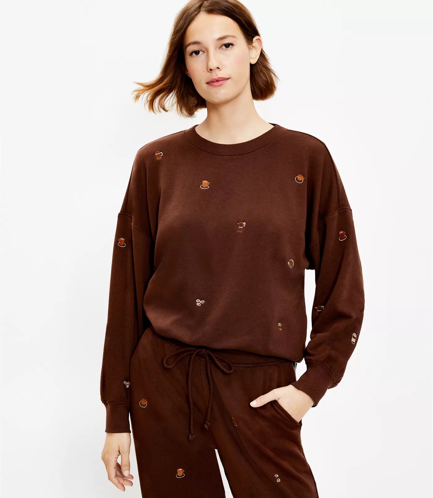 Lou & Grey Coffee Cozy Cotton Terry Sweatshirt | LOFT