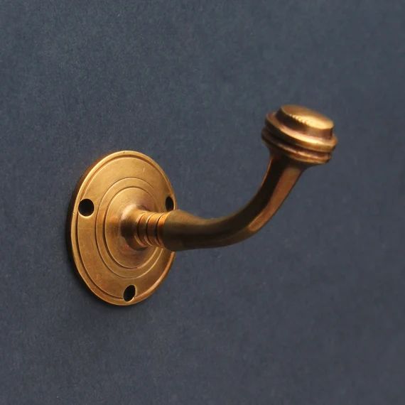 1 x Aged Brass Wall Hook | Antique Gold Bathroom Bath Towel Hooks Victorian Old Style Hat & Coat Hoo | Etsy (US)