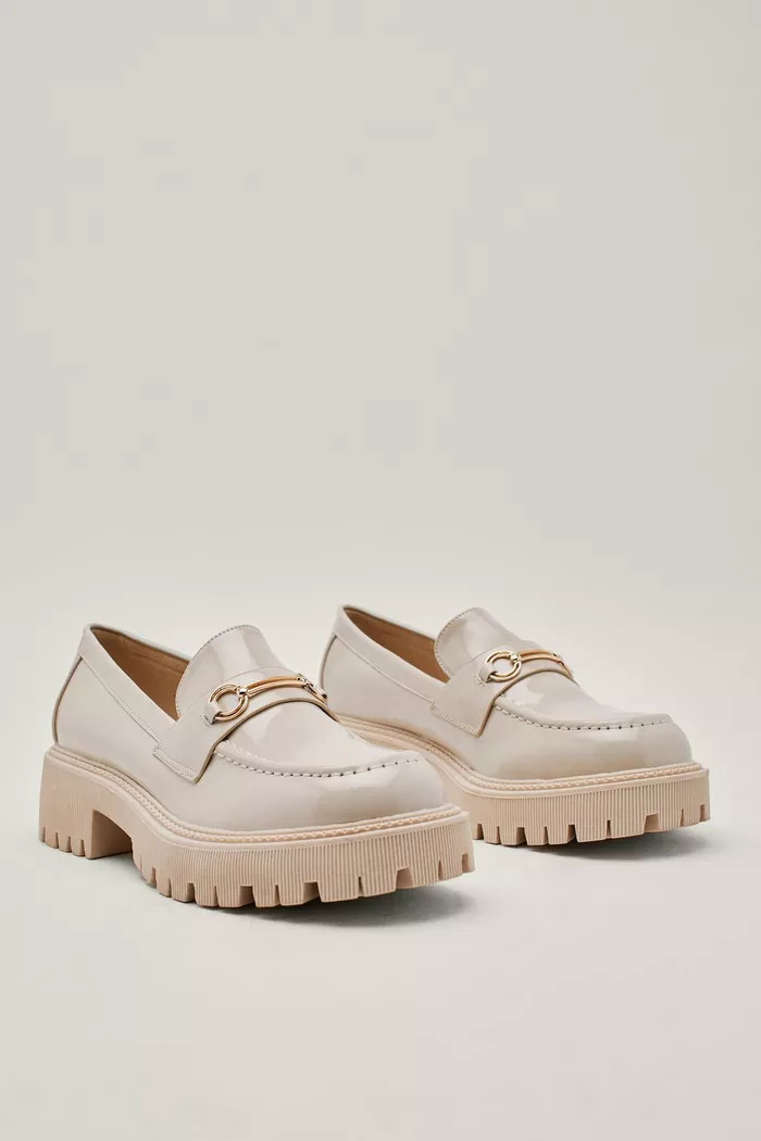 Buckle Detail Chunky Patent Faux Leather Loafer | Boohoo.com (UK & IE)