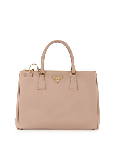 Saffiano Lux Double-Zip Tote Bag, Blush (Cammeo) | Neiman Marcus