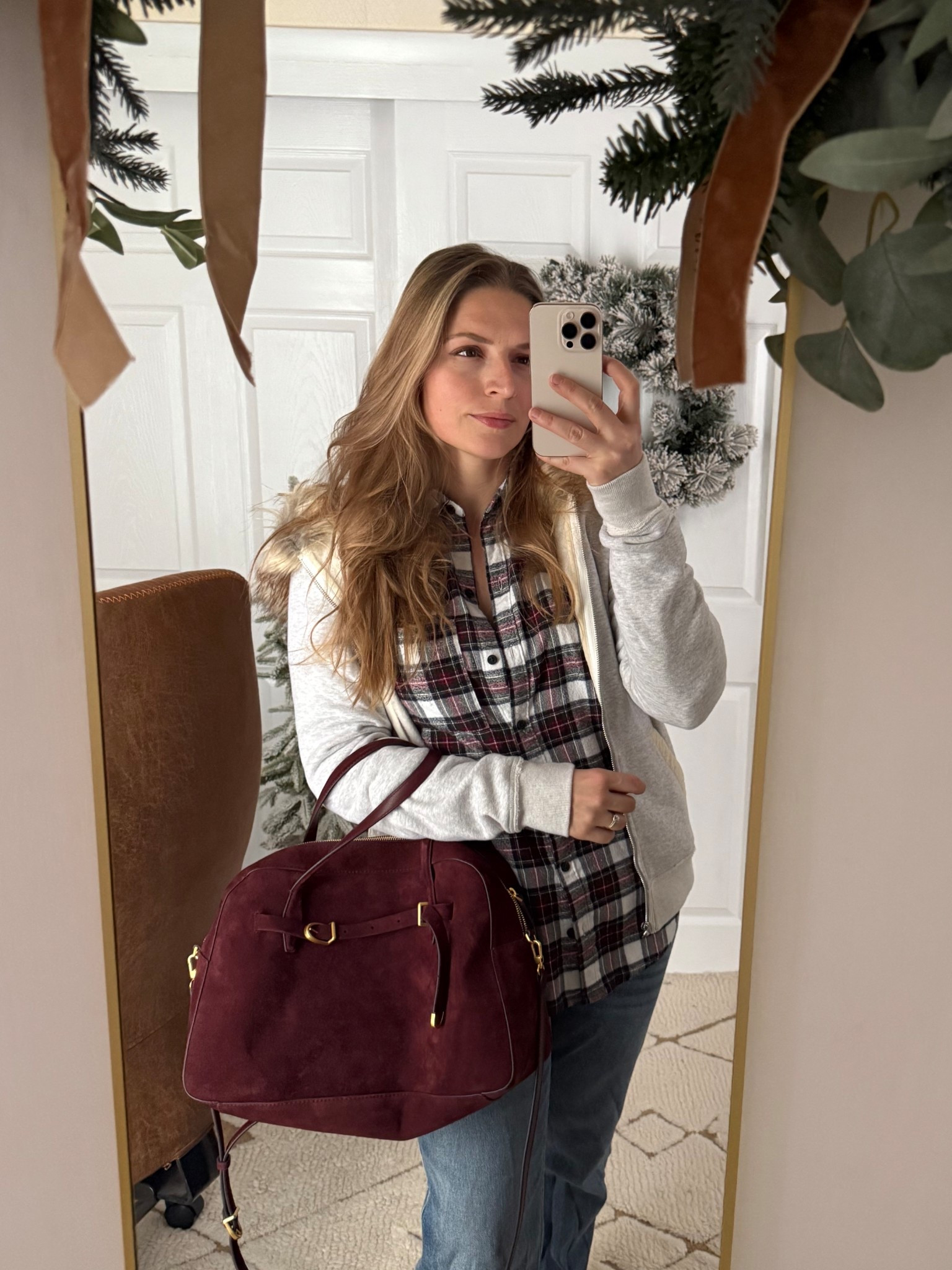 Dressed like I’m headed to pre-calc in 2009 🤷🏼‍♀️

Burgundy bag, satchel, nostalgic outfit, y2k, plaid, fur lined hoodie 

#LTKSeasonal #LTKFindsUnder100 #LTKootd
