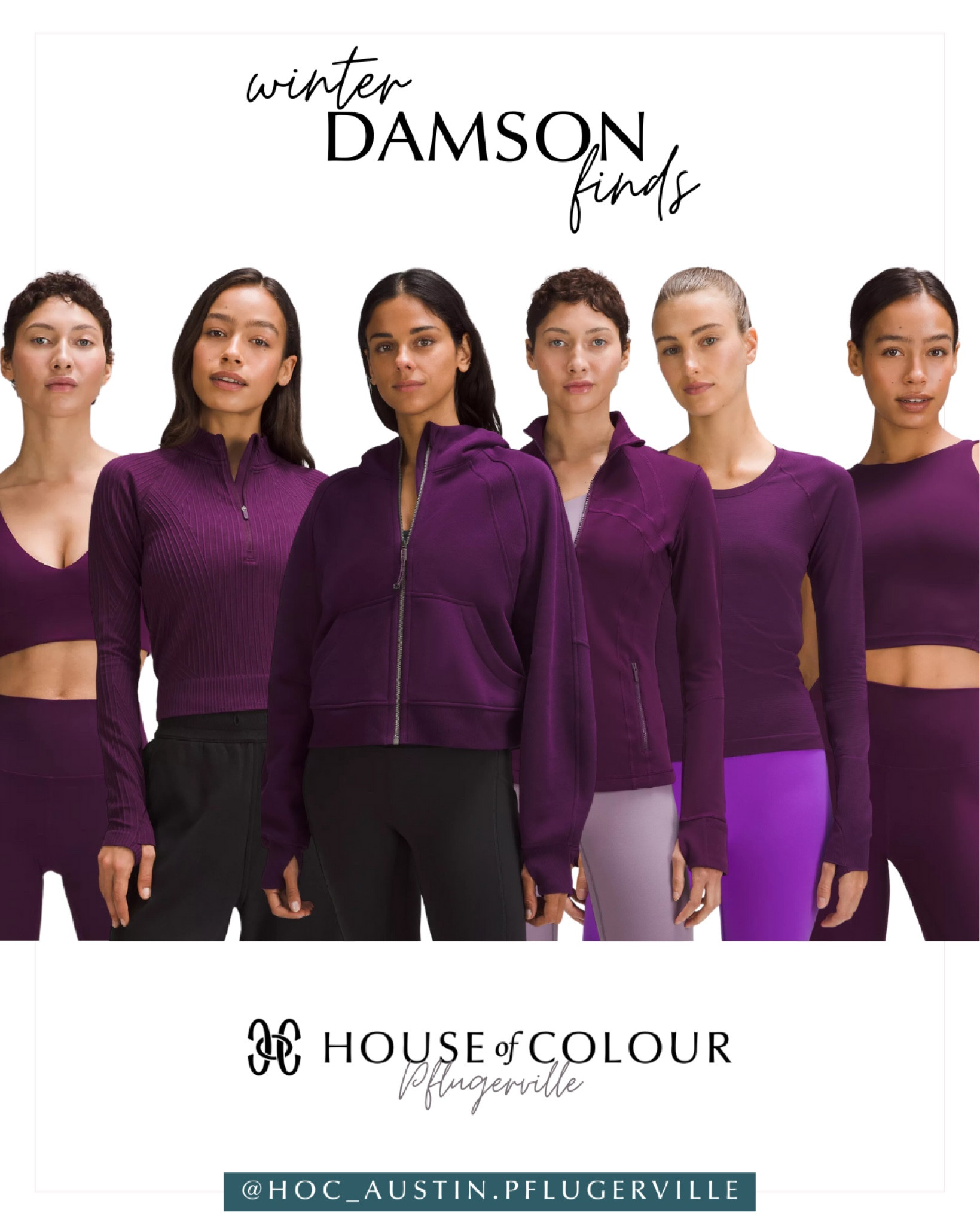 This color is confirmed #hocwinter Damson. It’s absolutely gorgeous! This is a sampling of 6 items of about 70 available in this color. LTK only allows me to share 16 on a post so search the website for more. 💜

#houseofcolour #hoc #houseofcolourpflugerville #houseofcolourusa #coloranalysis #houseofcolouraustin #lululemon #damson #athliesure #athleticclothes 

#LTKfindsunder50 #LTKfitness #LTKfindsunder100