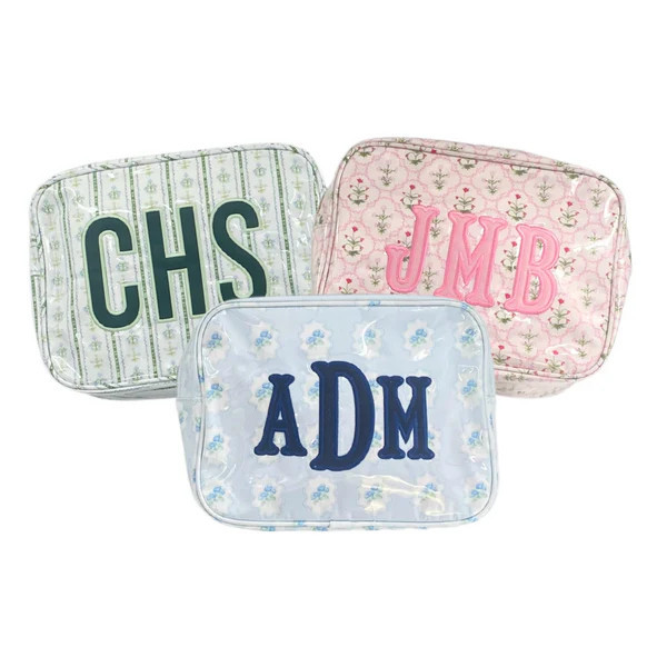 Clear Coated Extra Large Pouch with Applique | Sprinkled With Pink