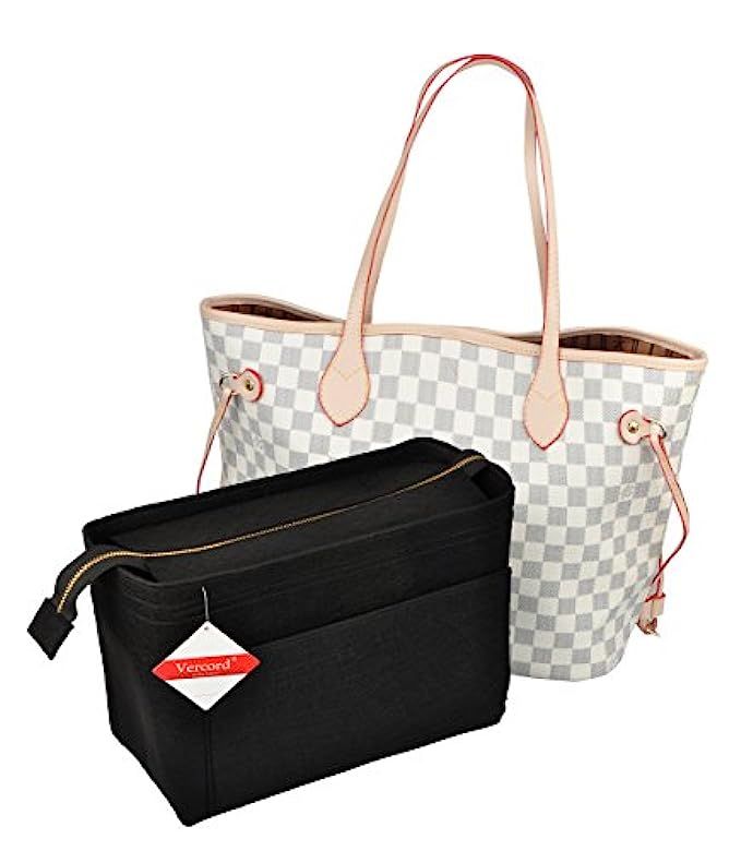 Vercord Large Felt Zipper Handbag Tote Purse Duffel Backpack Organizer Insert 2 Size | Amazon (US)