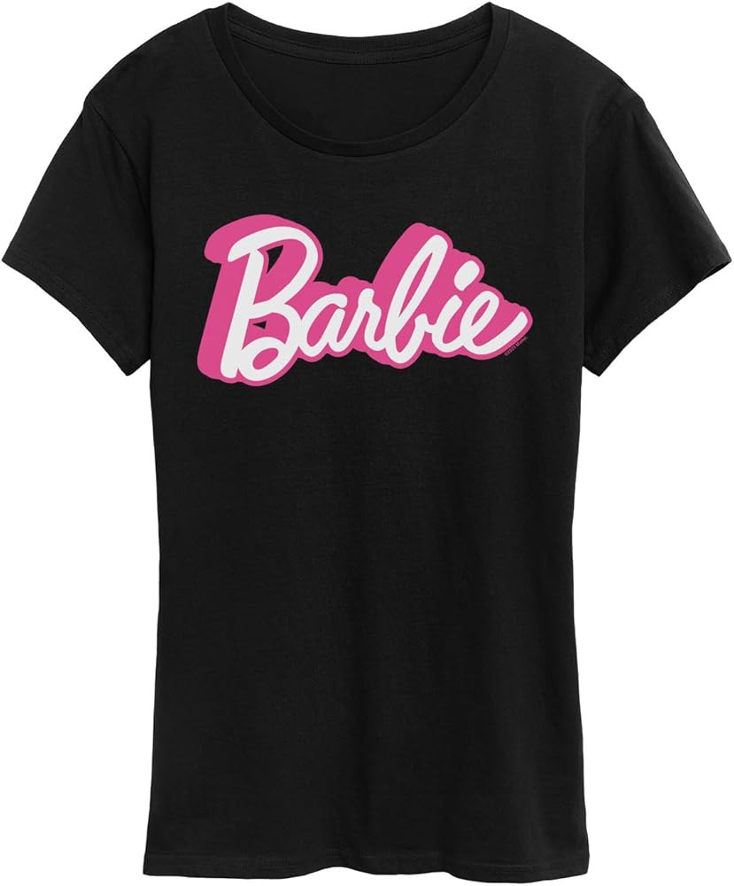 Barbie Women's Iconic Wordmark Logo Classic Fit Soft Feel Short Sleeve T-Shirt | Amazon (US)