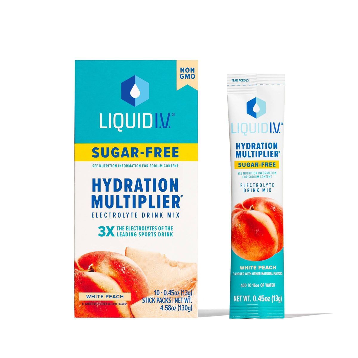Liquid I.V. Sugar Free Hydration Multiplier Vegan Powder Electrolyte Supplements - White Peach - ... | Target