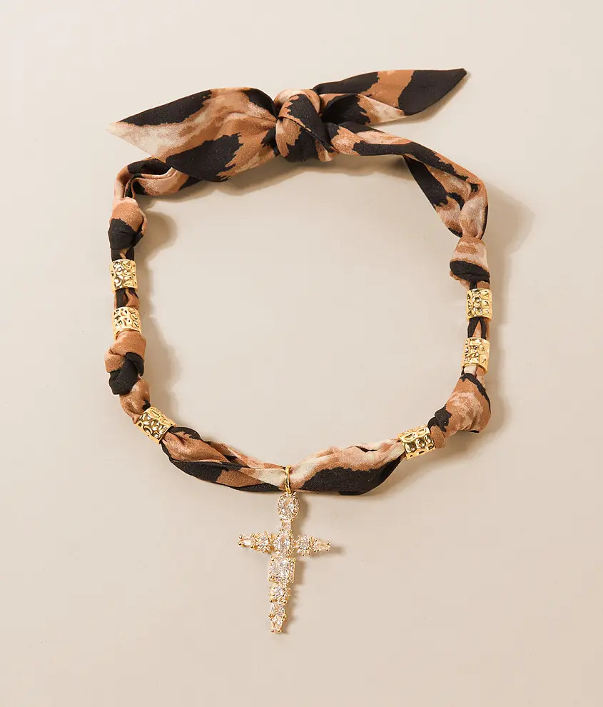 Leopard Charm Scarf Necklace | Buckle