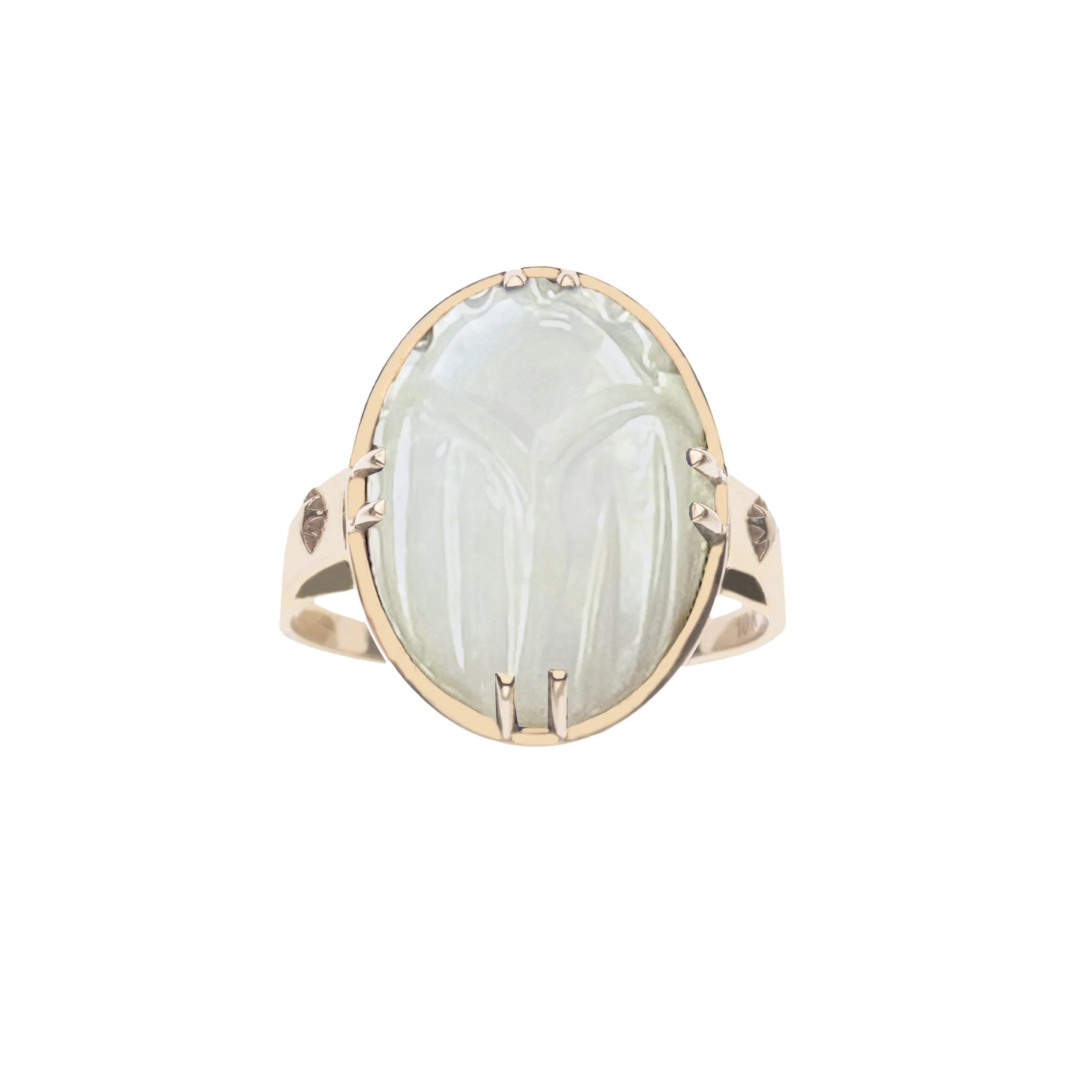 PROTECT Mother of Pearl Scarab Ring in 10k Gold SALE | Jane Win