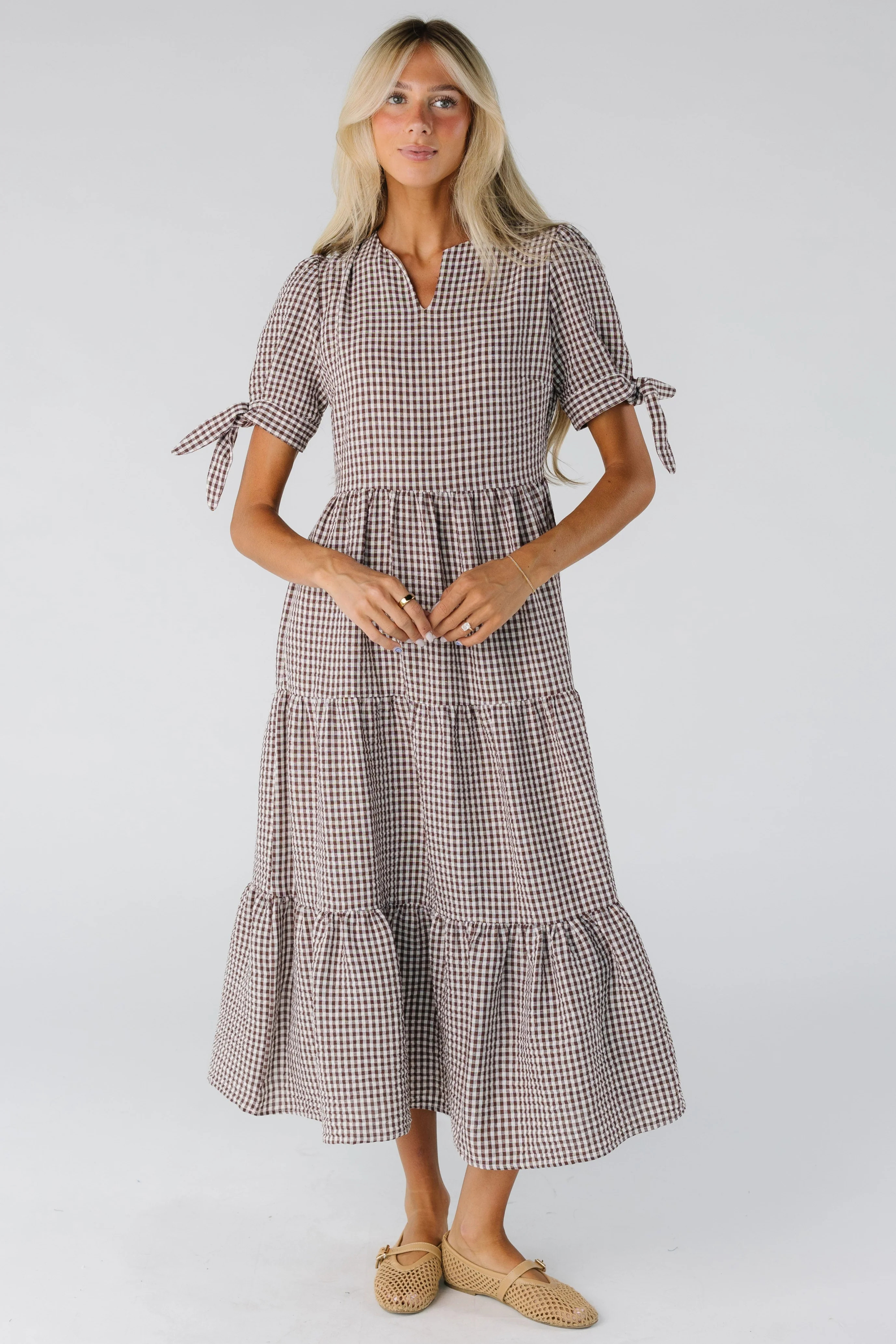 Brass & Roe The Claire Tie Sleeve Gingham Dress | Called To Surf