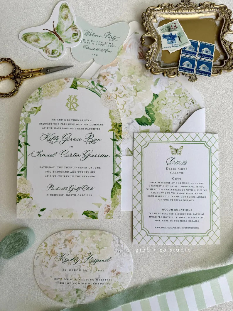 Evelyn Coastal Wedding Invitation, White Hydrangea, Beach Wedding, Coastal Wedding, Watercolor We... | Etsy (US)