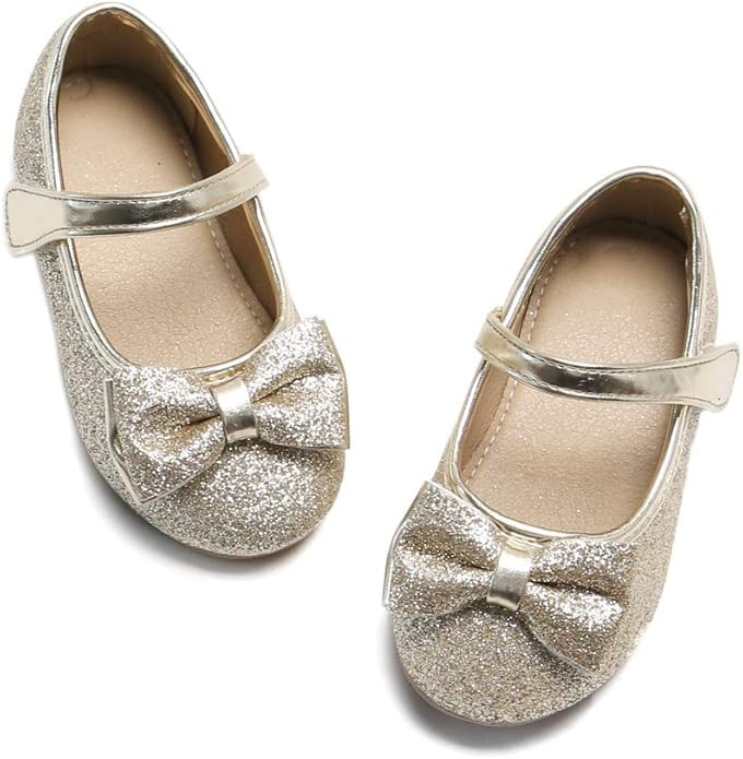 Felix & Flora Toddler Flower Girl Dress Shoes - Girl Ballet Flats Party School Shoes Wedding | Amazon (US)