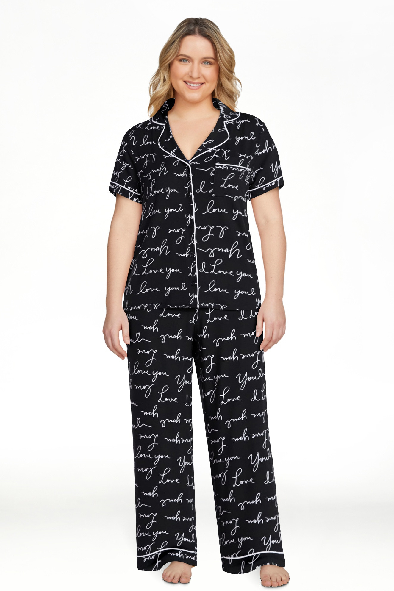 Joyspun Women's Dreamy Soft Collection Notch Knit Top and Capri Pants Pajama Set, 2-Piece, Sizes ... | Walmart (US)