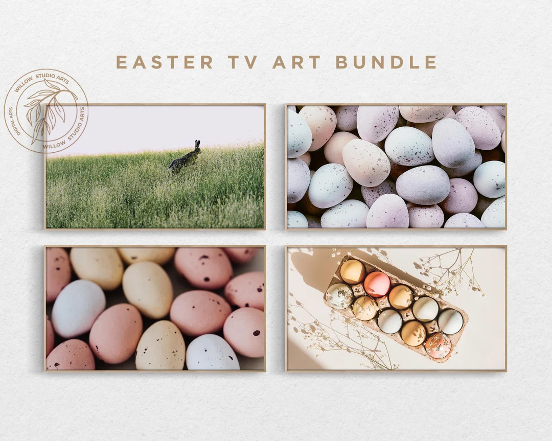 4K Samsung Frame TV Art Bundle, Easter Bunny TV Art Collection, Pastel Easter Egg TV Art, Spring ... | Etsy (US)