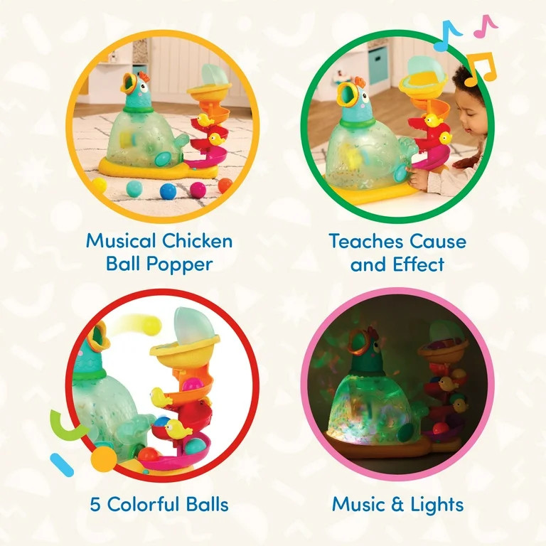 Battat Pop-a-Doodle-Doo Chicken Ball Popper with Music Lights, Learning Toy for Baby and Toddler | Walmart (US)