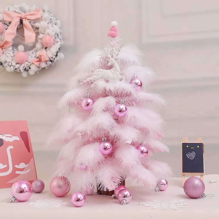 Stamens Feather Christmas Tree Mini Blue Pink Decoration Cedar Desktop Tabletop Ornament(Pink) | Walmart (US)