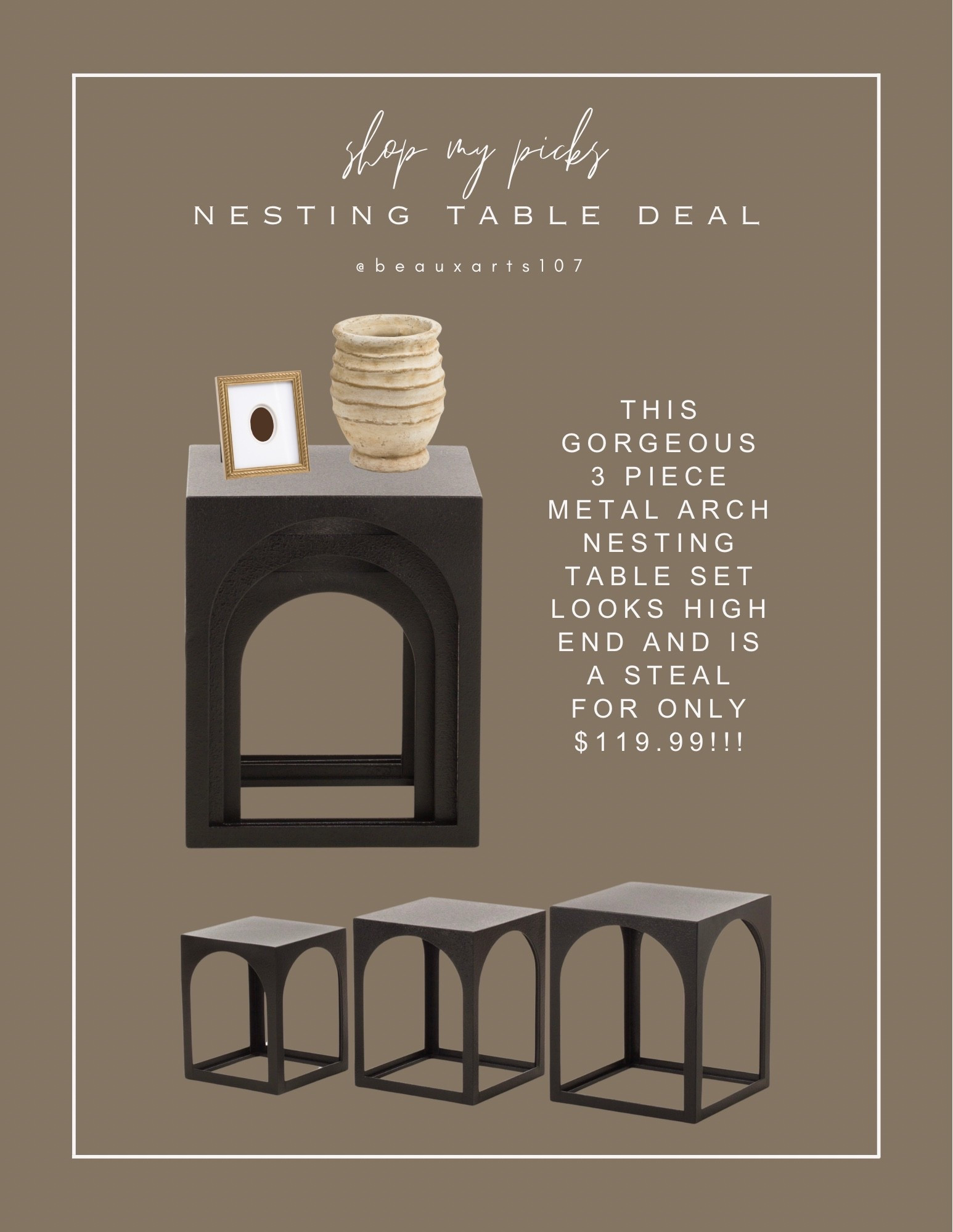 Save on this cute high end look metal nesting table set for only $119.99!

#LTKHome #LTKSaleAlert