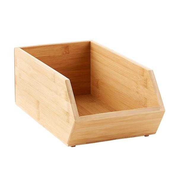 Large Divided Stacking Bamboo Bin Natural | The Container Store