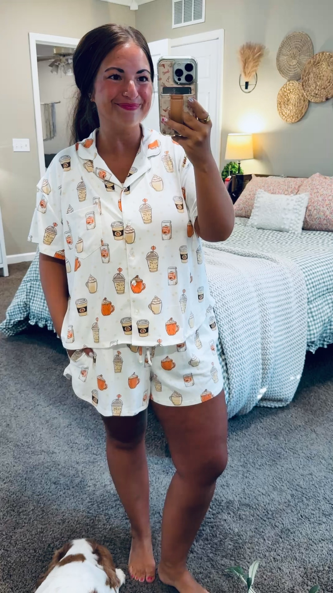 Fall mornings call for cute coffee pajamas! ☕️🎃 This cozy Walmart set is only $16.98 and the pumpkin spice print could not be more perfect for the season! 🍂🤎 These always go fast!!

pajama set: fits true to size // wearing a large 

 