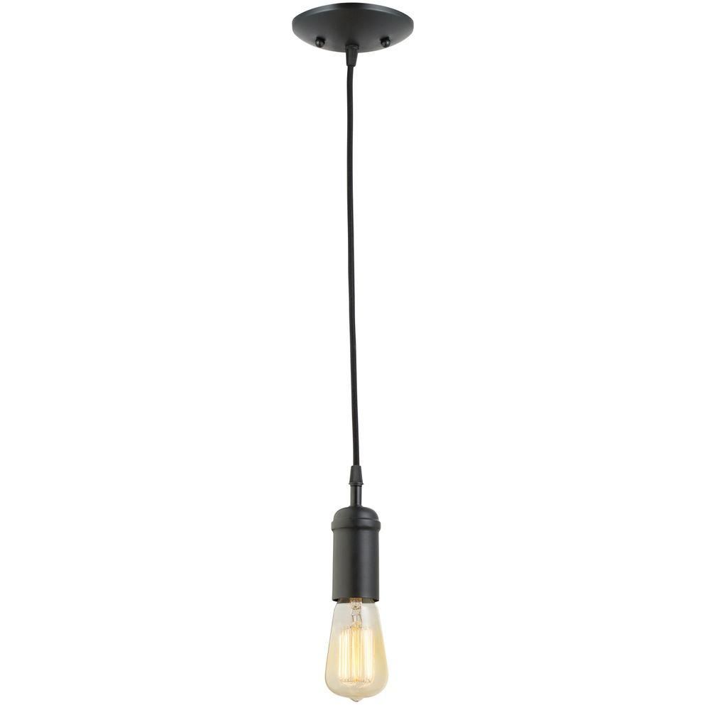Globe Electric 1-Light Vintage Edison Matte Black Mini Pendant-64906 - The Home Depot | The Home Depot