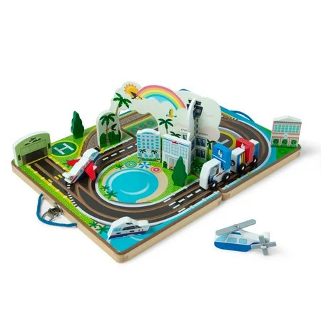 Melissa & Doug Take-Along Airport Play Set, Vehicles, Built-in Tracks, Model Train Set, for Toddlers 3+ | Walmart (US)