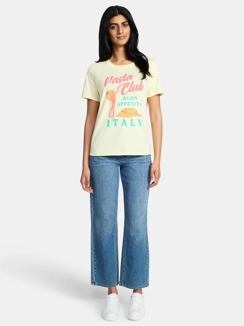 Pasta Club Women's Graphic Everyday Tee with Short Sleeves, Sizes XXS-XXL | Walmart (US)