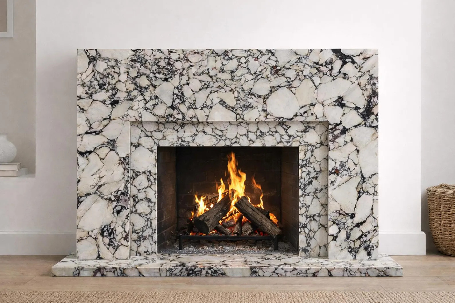Marble Fireplace Mantel Calacatta: Hand-Carved Modern Natural Stone, Oversized Custom Mantle, Fir... | Etsy (Global)